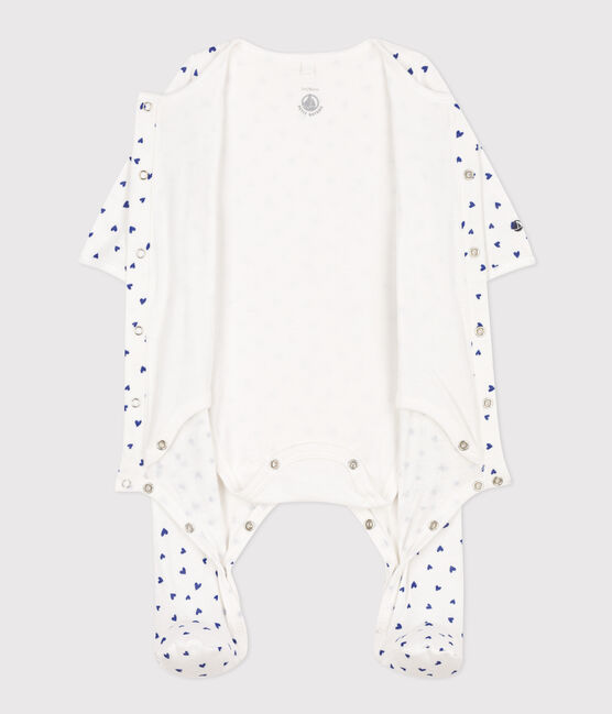 Bodyjama in tubique motivo cuore bianco MARSHMALLOW/ NEWBLEU