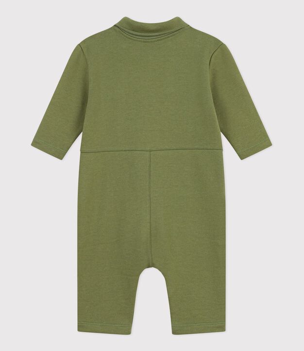 Tutina lunga in cotone tinta unita neonato OLIVINE