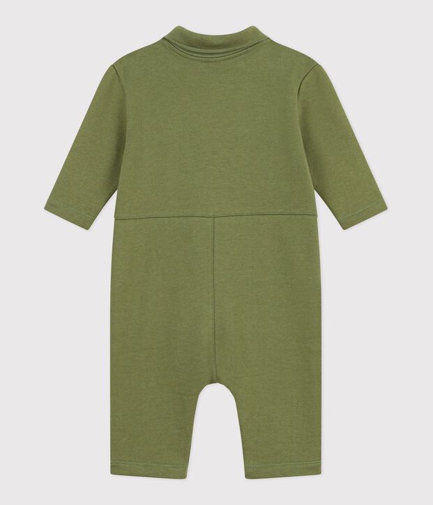 Tutina lunga in cotone tinta unita neonato OLIVINE