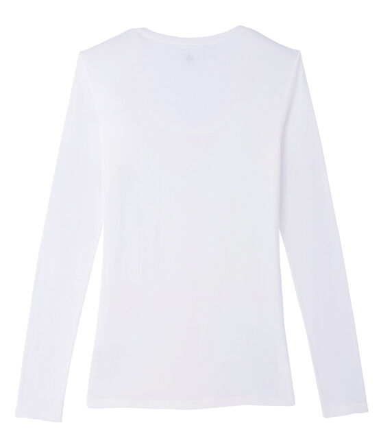 T-shirt maniche lunghe donna in cotone leggero bianco MARSHMALLOW
