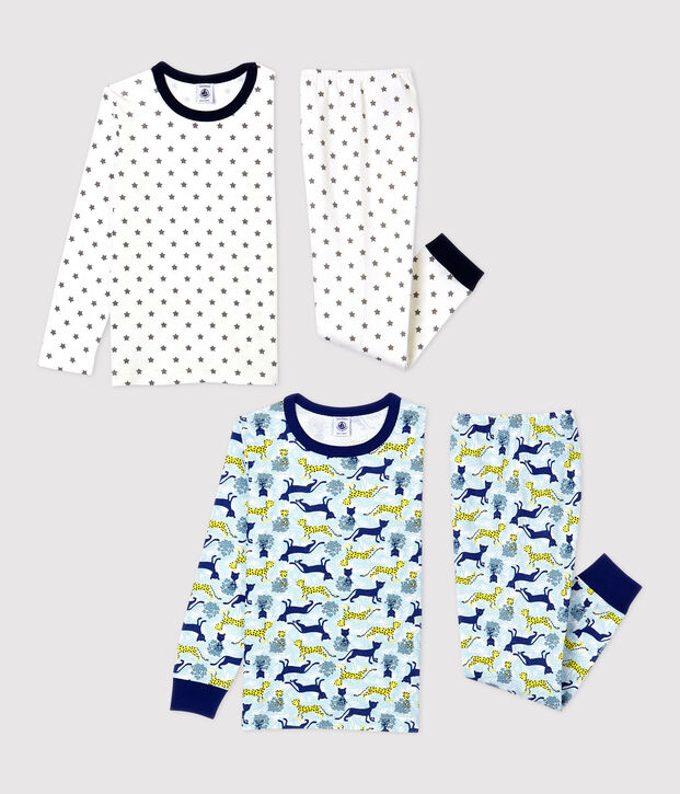 Confezione da 2 pigiami bambino fantasia a stelle e pantere in cotone multicolore