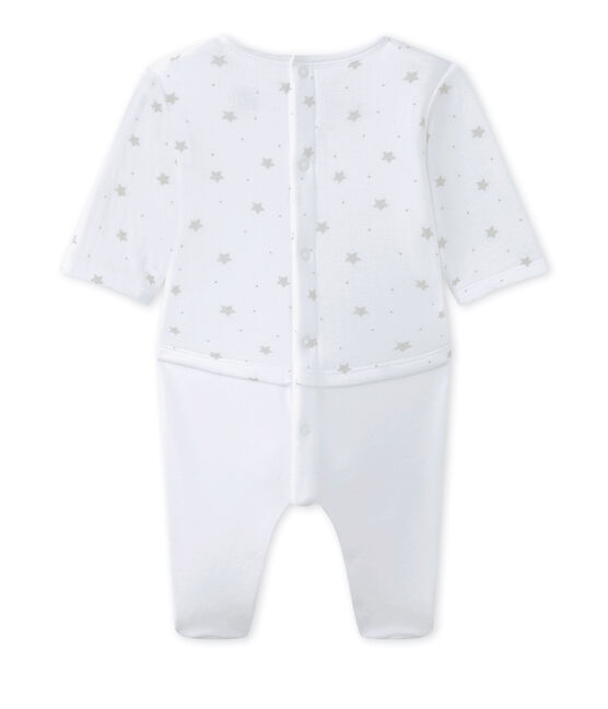 Tutina per bebé unisex in doppio tessuto bianco ECUME/marrone SHITAKE