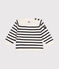 Pullover in maglia di lana e cotone neonato bianco MARSHMALLOW/blu SMOKING