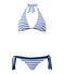 Costume da bagno 2 pezzi donna a righe bianco MARSHMALLOW/blu PERSE