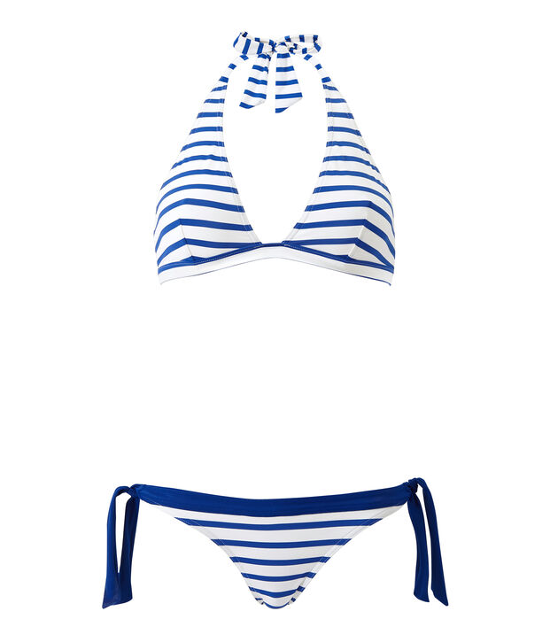 Costume da bagno 2 pezzi donna a righe bianco/blu