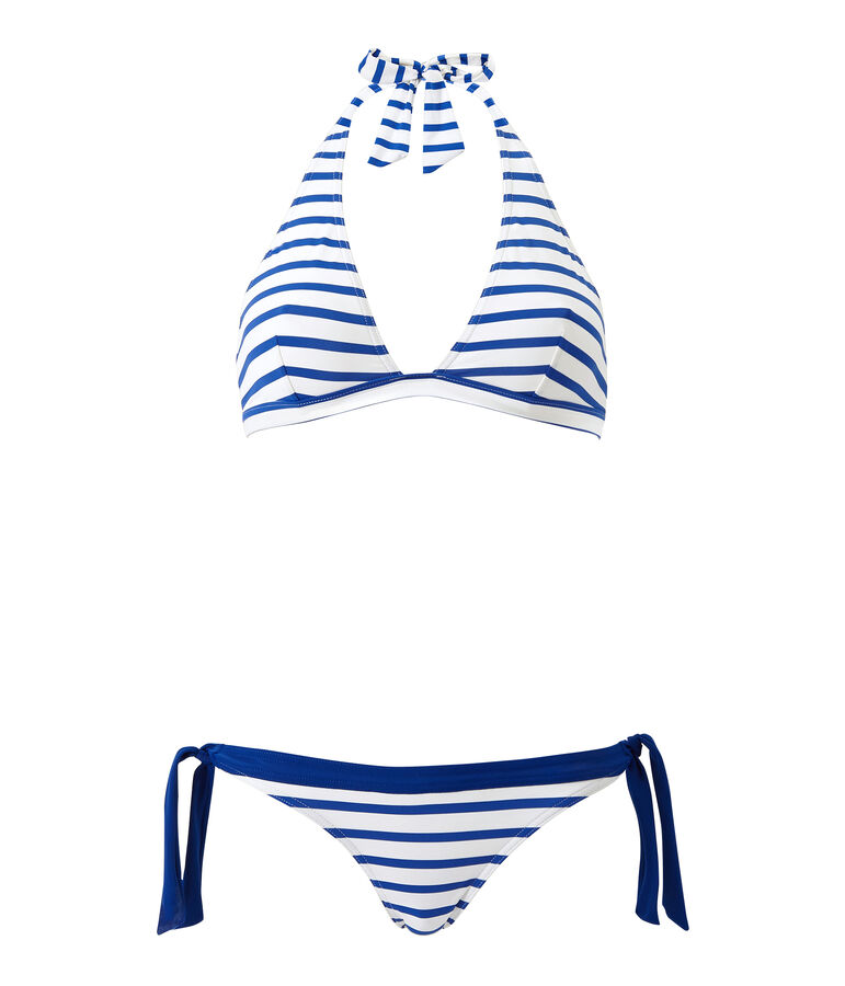 Costume da bagno 2 pezzi donna a righe bianco/blu