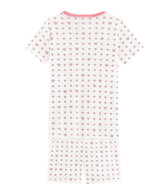 Pigiama corto bambina a costine modello molto aderente bianco MARSHMALLOW/bianco MULTICO