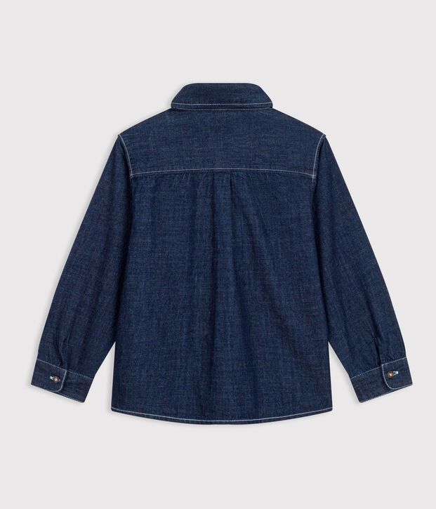 Camicia di denim tinta unita bambino blu