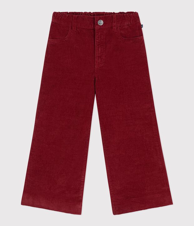 Pantaloni larghi per bambini in velluto semplice rosso