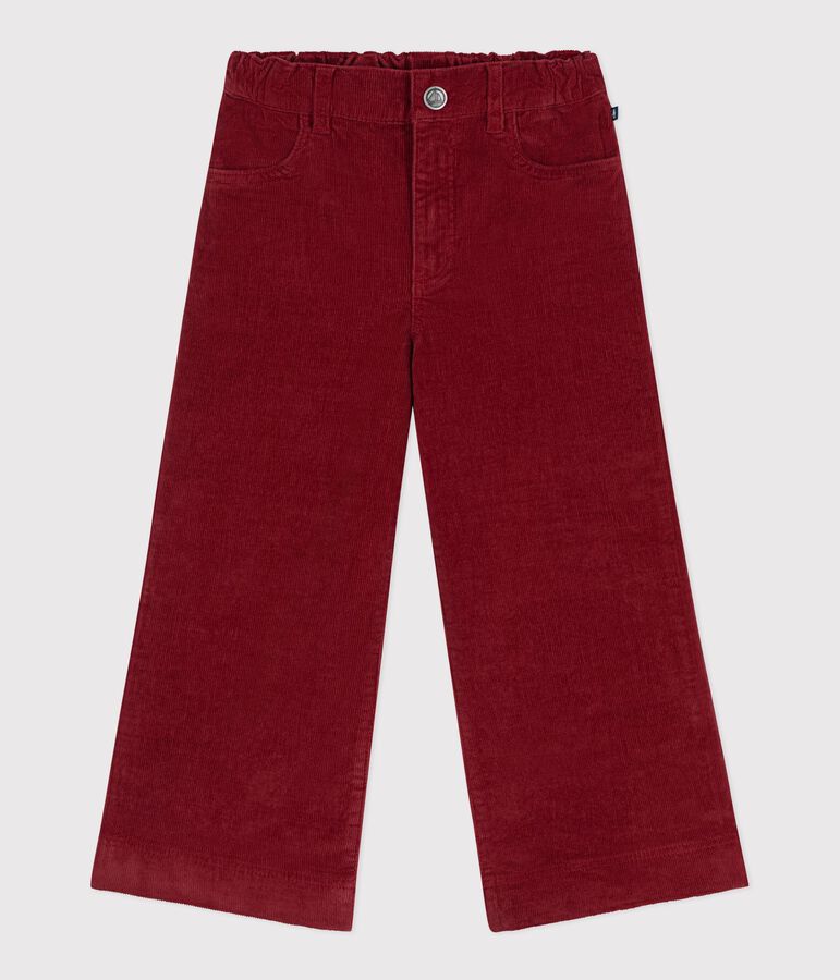 Pantaloni larghi per bambini in velluto semplice rosso