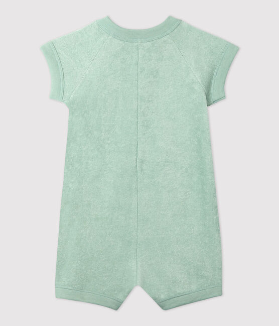 Tutina corta bebè in spugna bouclette verde HERBIER