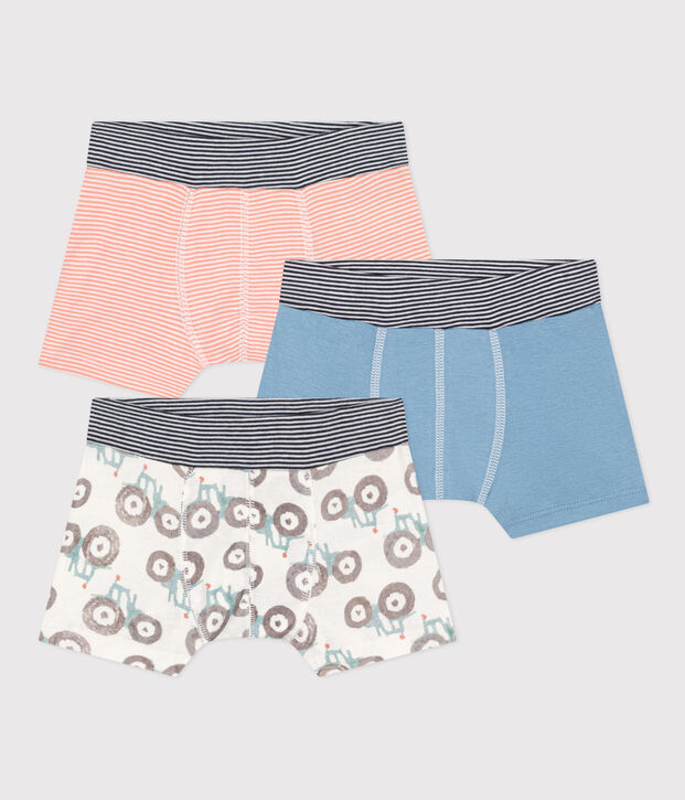 Confezione da 3 boxer bambino in cotone motivo trattore multicolore