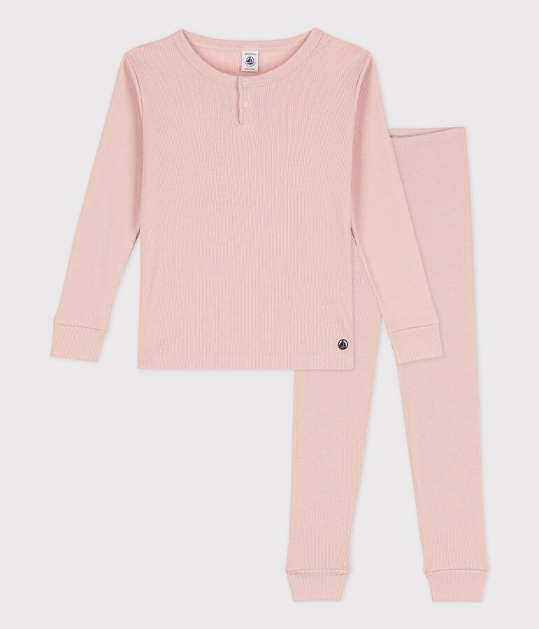 Pigiama tinta unita bambino unisex in cotone e Lyocell rosa