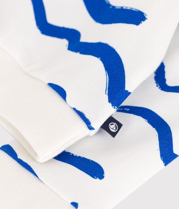 Felpa in cotone con squalo stampato neonato blu/blu