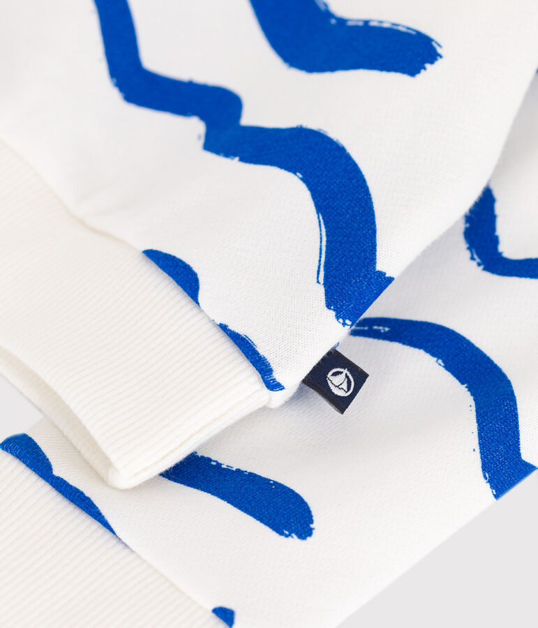 Felpa in cotone con squalo stampato neonato bianco/blu