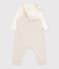 Set salopette e body con colletto in cotone tinta unita neonato ecru/ecru