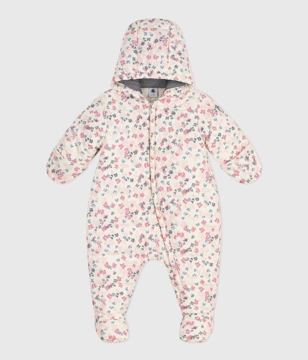 Tutina imbottita con stampa neonato ecru/multicolore