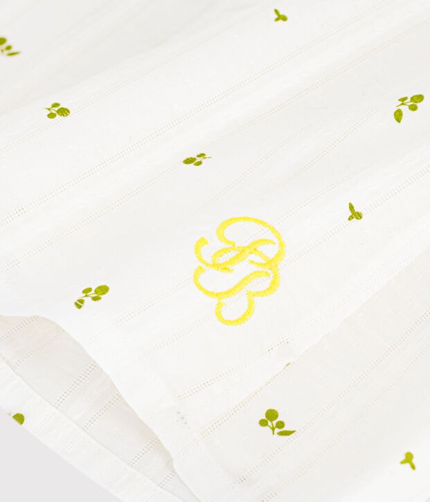 Blusa senza maniche in cotone con stampa a fiori bambina bianco/verde