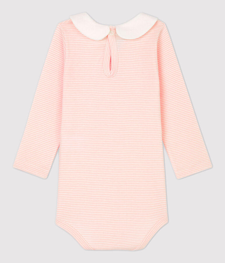 Body in cotone beb&egrave;. rosa MINOIS/bianco MARSHMALLOW