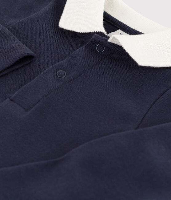 Body  a manica lunga bebè con colletto polo in cotone blu SMOKING