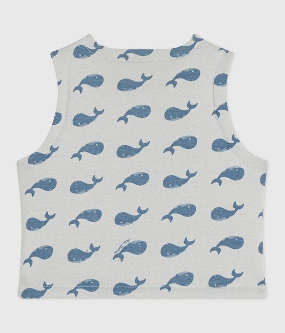 Cardigan senza maniche double face in cotone con stampa di balene neonato CO2/ ADRIATIC