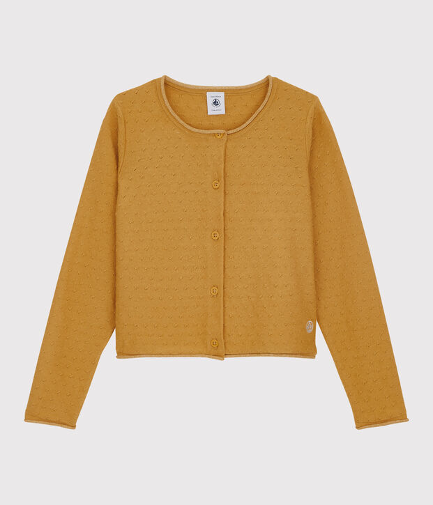 Cardigan lana e cotone bambina giallo