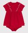 Abito neonata a maniche corte in cotone tinta unita e bloomer abbinato rosso TERKUIT