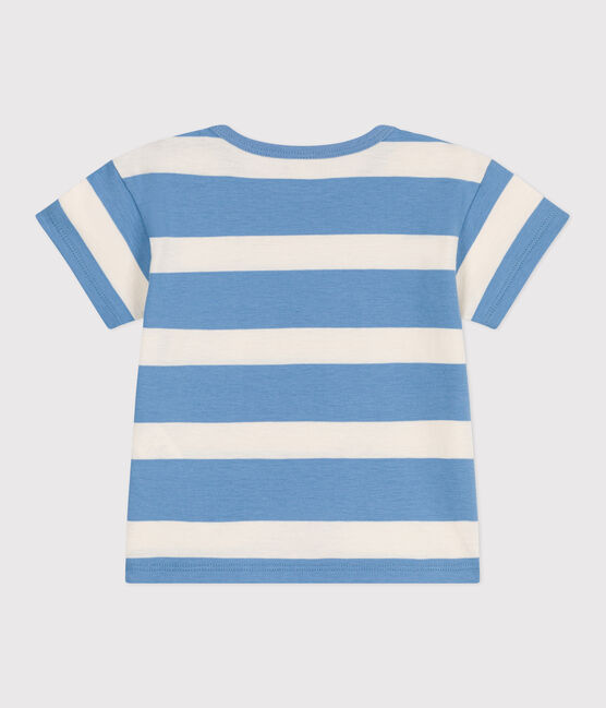 T-shirt a maniche corte in cotone a righe neonato blu ALASKA/ AVALANCHE