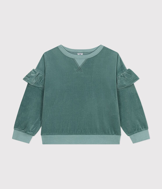 Felpa in spugna bouclette tinta unita bambina verde BRUT