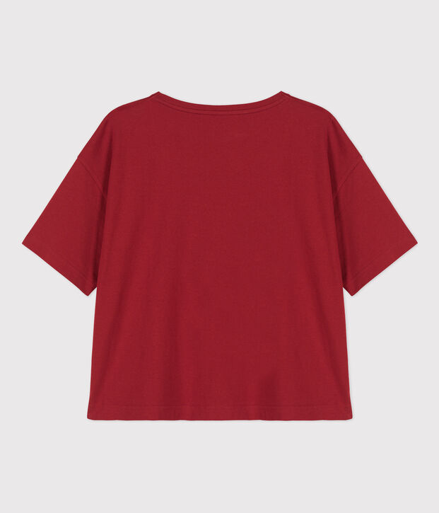 T-SHIRT TAGLIO BOXY in cotone donna rosso