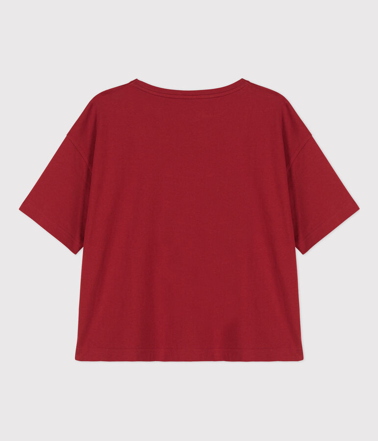 T-SHIRT TAGLIO BOXY in cotone donna rosso