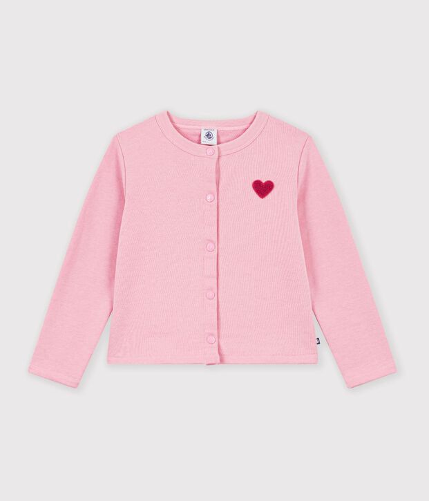 Cardigan in cotone tinta unita bambino rosa