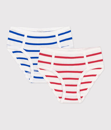 Set da 2 culotte a vita alta in cotone a righe bambino-image