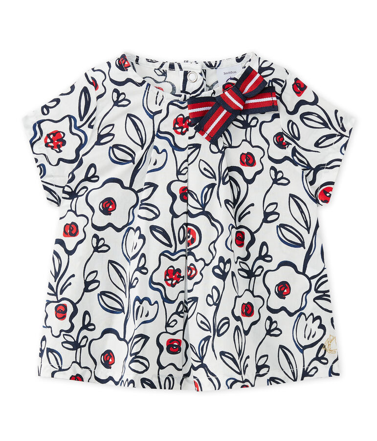 Blusa beb&eacute; bambina in popeline bianco MARSHMALLOW/bianco MULTICO