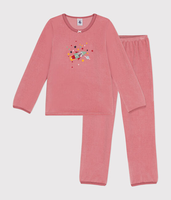 Pigiama bambino in velluto tinta unita rosa ROSEWOOD