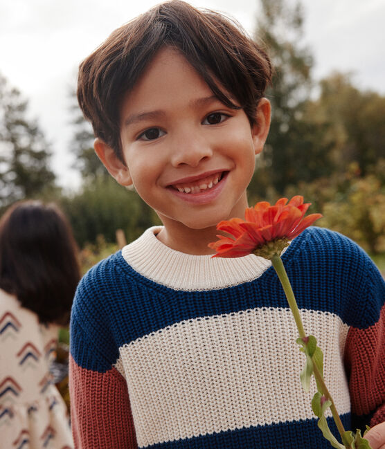 Pullover rigato in cotone bambino bianco AVALANCHE/ MULTICO