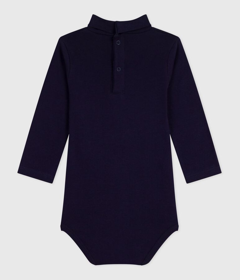 Body a dolcevita in cotone tinta unita neonato blu SOIR