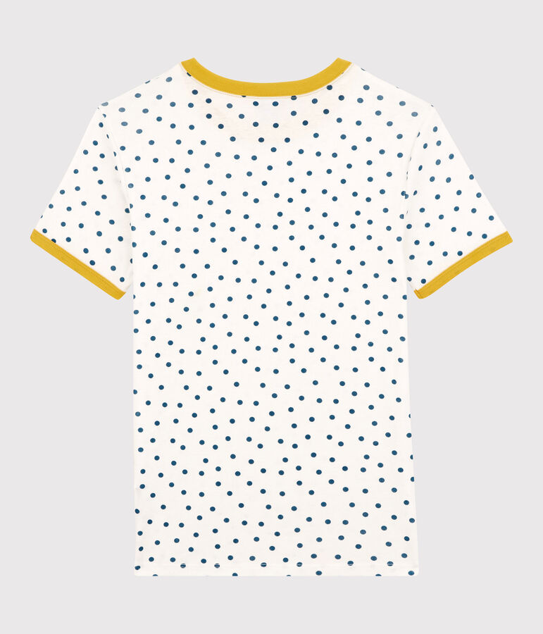 T-shirt girocollo a pois in cotone Donna bianco/blu