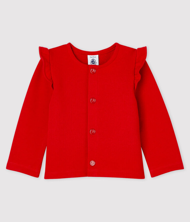 Cardigan in molleton beb&egrave; femmina rosso