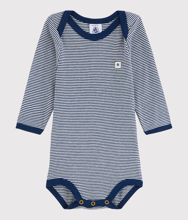 Body manica lunga beb&egrave; unisex blu/bianco