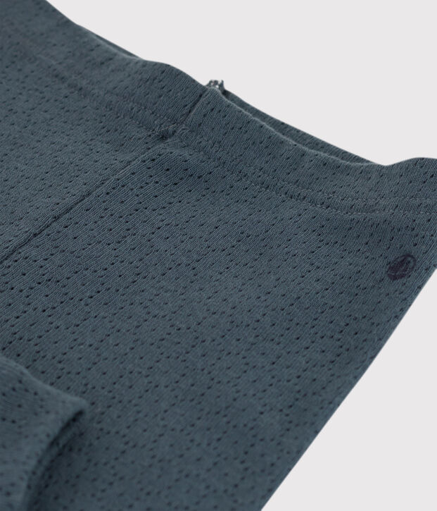 Leggins per beb&egrave; in cotone traforato grigio
