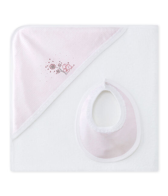 Scatola regalo con telo da bagno per bebé femmina rosa VIENNE/bianco ECUME