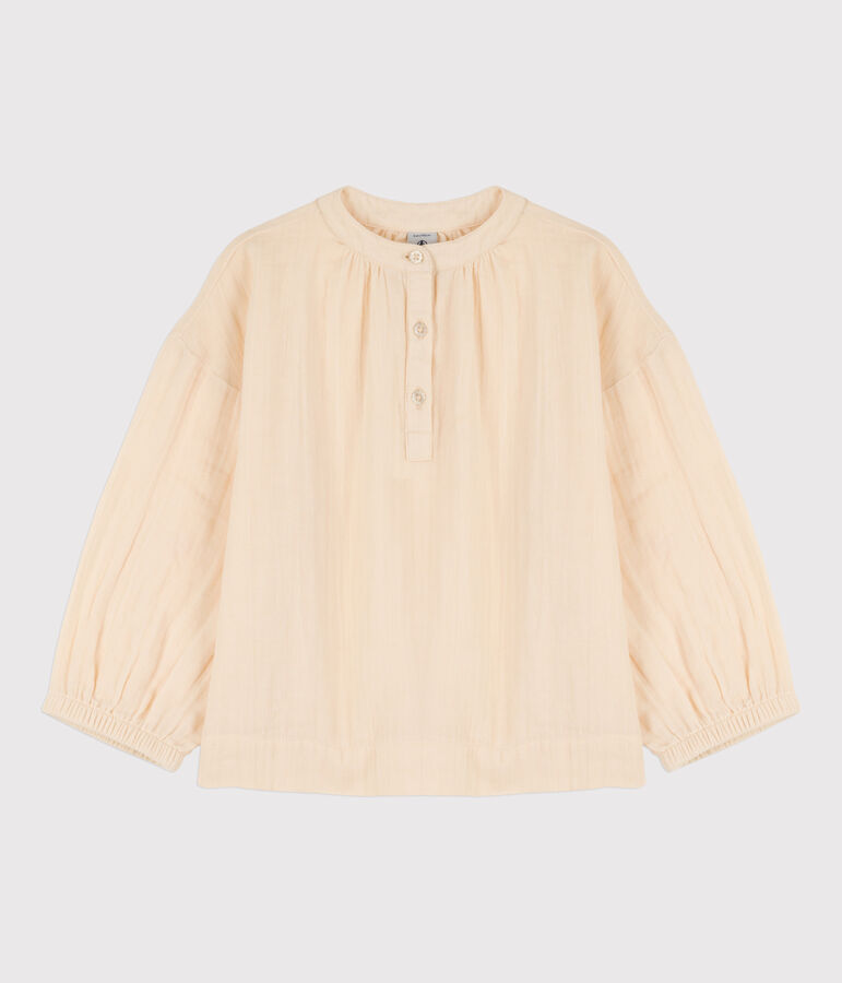 Blusa in garza di cotone bambina ecru AVALANCHE