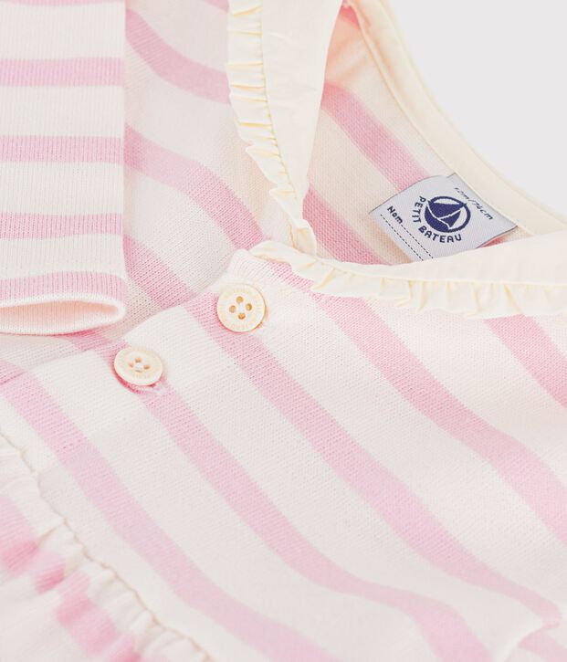 Abito marini&egrave;re a maniche lunghe in cotone con colletto alla marinara neonata rosa/rosa