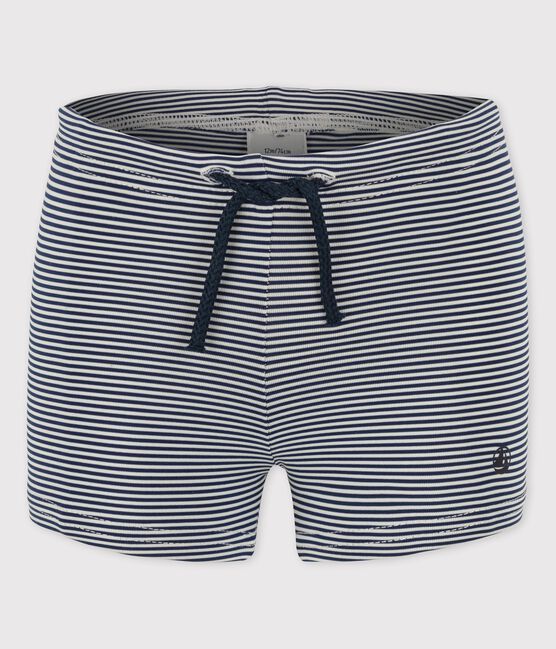 Shorts mare in materiale riciclato per bebè blu MEDIEVAL/bianco MARSHMALLOW