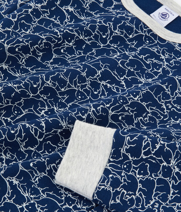 Pigiama bambino in molleton blu/bianco