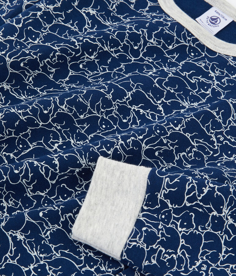 Pigiama bambino in molleton blu/bianco