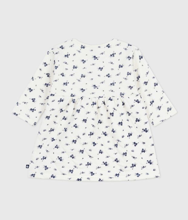Abito a maniche lunghe in cotone con stampa a fiori neonata blu/blu
