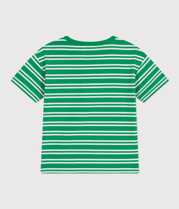 T-shirt a righe in jersey bambino verde/ecru