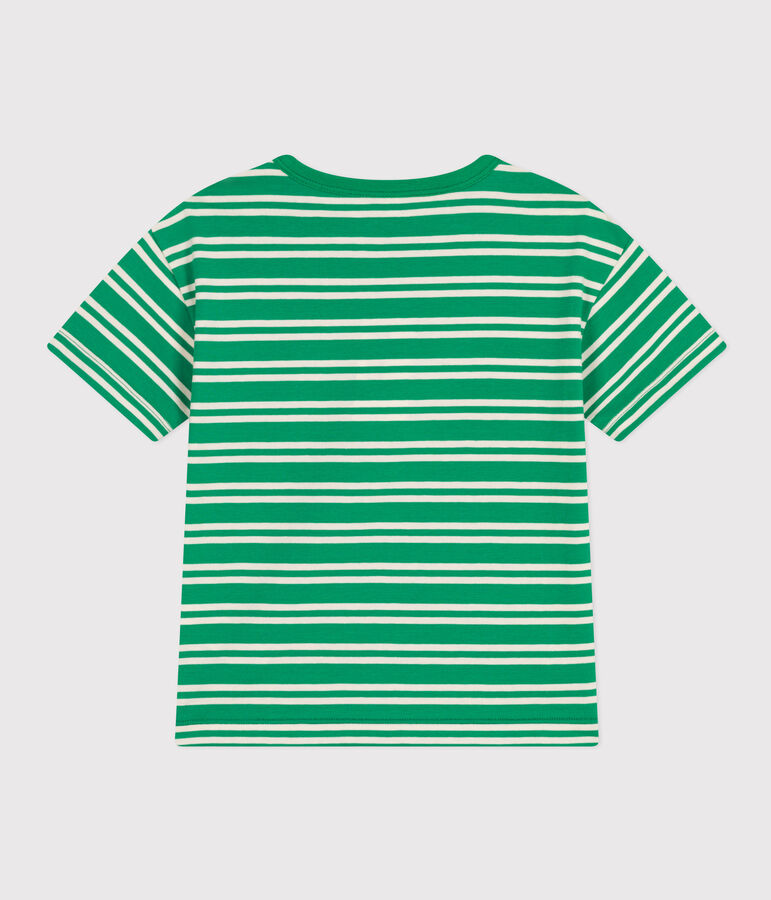 T-shirt a righe in jersey bambino verde/ecru